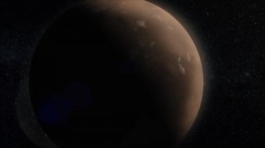 Mars animasyon. Uzayda yıldız içinde belgili tanımlık geçmiş ile kendi ekseni etrafında dönen, Mars gezegeni