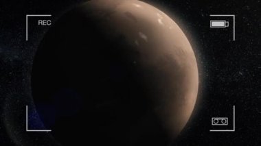 Mars animasyon. Uzayda yıldız içinde belgili tanımlık geçmiş ile kendi ekseni etrafında dönen, Mars gezegeni