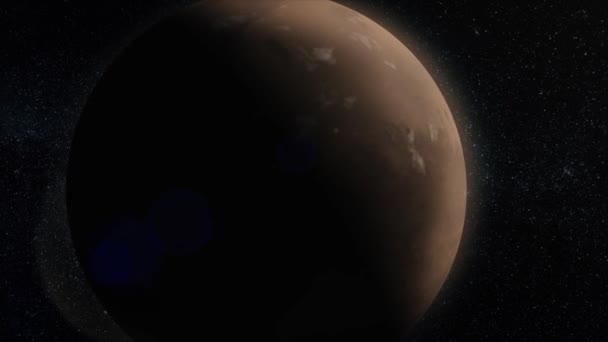 Mars Animation. Planète Mars dans l'espace, tournant autour de son axe avec des étoiles en arrière-plan — Video