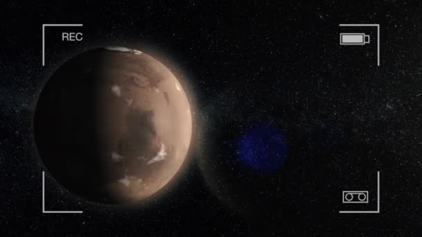 Mars animáció. A Mars bolygó a világűrben, a csillagok a háttérben tengelye körül forog — Stock videók