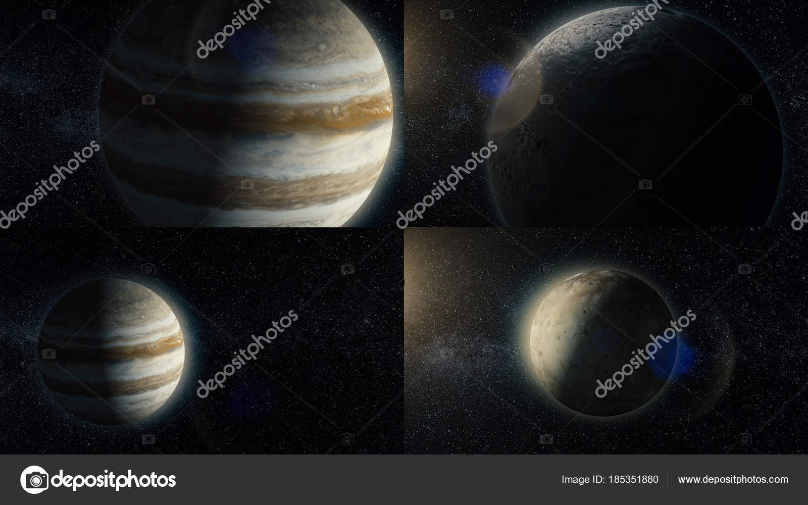 Set Of Animation Planets And Satellites Of Solar System