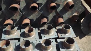 Borular metal kütük parçaları. Küçük. Depoyu paslanmaz Buttweld boru ek parçaları dirsek