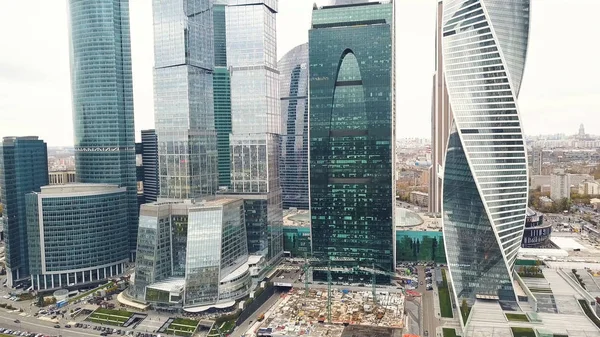 View of Moskva-city Moscow International Business Center Moscow, Russia. Clip. Top view of the magnificent Business Center-Moscow city — Stock Photo, Image