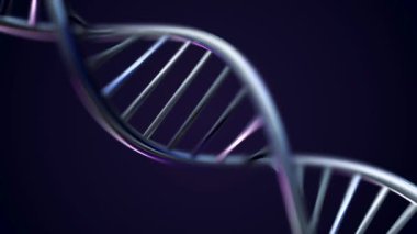 Fütüristik dönen beyaz Dna dizisi ile genetik kodları ve soyut geometri. Kesintisiz döngü animasyon dönen DNA iplikçikleri. Animasyon rotasyon modeli Dna helezon cam ve kristal, veya