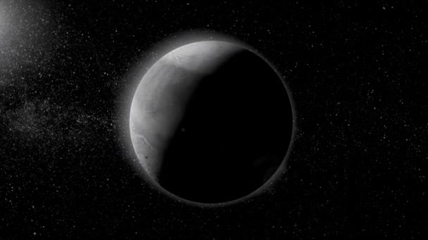Pequeño planeta en el espacio profundo. Planeta Mercurio. Espacio increíblemente hermoso — Vídeos de Stock