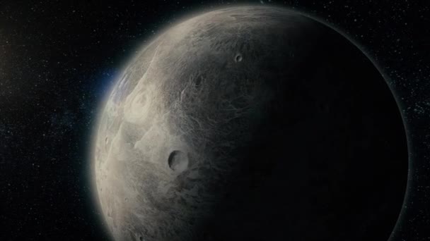 ディープ スペースで小さな惑星。水星。信じられないほど美しい空間 — ストック動画
