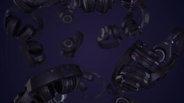 Auriculares giratorios. Alambre de auriculares grises aislado en un fondo transparente Ilustración 3D renderizado rotación animación de bucle sin costuras — Vídeo de stock