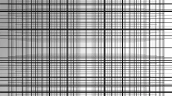 Espiral geométrica con cuadrados blancos movimiento abstracto fondo blanco. Cuadrícula de línea negra volteada aleatoriamente con fondo blanco. Composición en blanco y negro de bandas — Foto de Stock