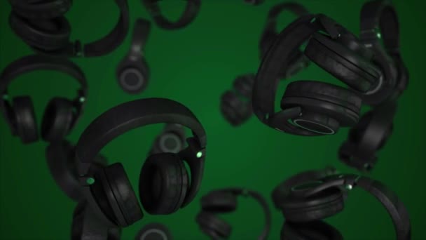 Casques sur un fond abstrait. Vibrations musicales. Style DJ. Animation casque 