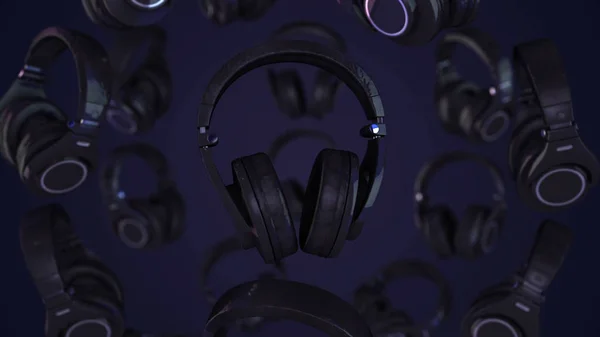 Obracanie słuchawki. Drut szary słuchawki na białym tle na przezroczystym tle ilustracja 3d renderowania, obracanie animacja Płynna pętla — Zdjęcie stockowe