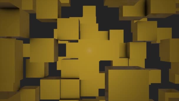 Transformeren blokjes muur achtergrond. 3D animatie. Abstracte kubussen achtergrond Random Motion, 3d loopbare animatie. geometrische pleinen van verschillende grootte bewegen over het scherm, motion achtergrondanimatie — Stockvideo