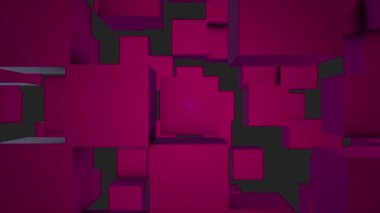 Soyut küpleri rasgele hareket, 3d Loopable animasyon arka plan. Renk kutuları arka plan. Kesintisiz döngü soyut küpleri arka plan. Pembe küpleri