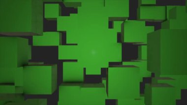 Soyut küpleri rasgele hareket, 3d Loopable animasyon arka plan. Renk kutuları arka plan. Kesintisiz döngü soyut küpleri arka plan. Yeşil küpleri