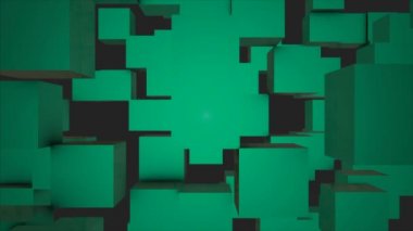 Soyut küpleri rasgele hareket, 3d Loopable animasyon arka plan. Renk kutuları arka plan. Kesintisiz döngü soyut küpleri arka plan. Turkuaz küpleri