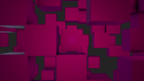 Cubos abstractos Fondo Movimiento aleatorio, 3d animación Loopable. Fondo de cajas de color abstracto. Inconsútil bucle abstracto cubos fondo. Cubos rosados — Vídeo de stock