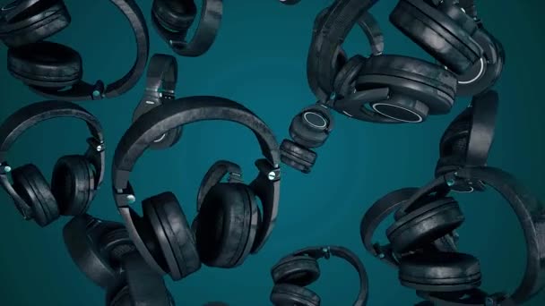 3D illustration rotating Headphones. Gray Headphones isolated on color background. Falling headphones — Stock Video