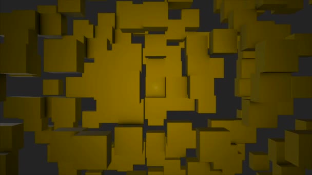 Cubos coloridos moviéndose lazo sin costura. Inconsútil bucle abstracto cubos fondo. Bloque geométrico de pared moviendo fondo. Cubos amarillos — Vídeo de stock
