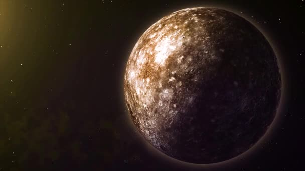 Unbewohnter Planet im Weltraum. Animation des Planeten im Weltraum. rotierender Planet mit Reflexion des Sonnenlichts — Stockvideo