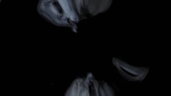 Absztrakt fehér gömb mozog a fekete háttér hullámok. Füst üveg gömb tölti ki. Díszítőelemet. gömb alakú 3D-s részecskék a füst vfx. Hurok videó és animáció zökkenőmentes — Stock Fotó