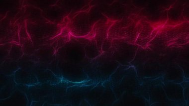 Bağlanma noktalar ve çizgiler çokgen alanı düşük Poli koyu arka plan soyut. Soyut cg poligonal neon mavi yüzey. Geometrik Poli hareket ışık arka plan