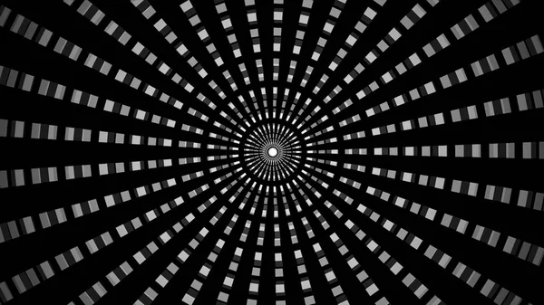 Arrière-plan avec des anneaux concentriques en mouvement. Animation d'ondes radio, radar ou sonar. Effet graphique hypnotique.Déplacement à l'intérieur du tunnel. Bague abstraite noire noire fluide design de mouvement de cercle — Photo