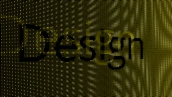 Ρετρό ψηφιακή γραμματοσειρά σχεδίασης λέξη κείμενο στην παλιά τηλεόραση lcd οθόνη παρεμβολές glitch animation αδιάλειπτη βρόχο. Κινούμενο φόντο με γράμματα και λέξη - σχεδιασμός — Φωτογραφία Αρχείου