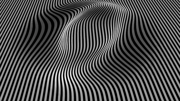 Beyaz zemin üzerinde siyah ve beyaz dalgalar - çizgilerden oluşan yüzey, yatay hareket - kusursuz döngü. Doku kıvrımlı çizgiler. Çizgiler soyut arkaplan — Stok fotoğraf
