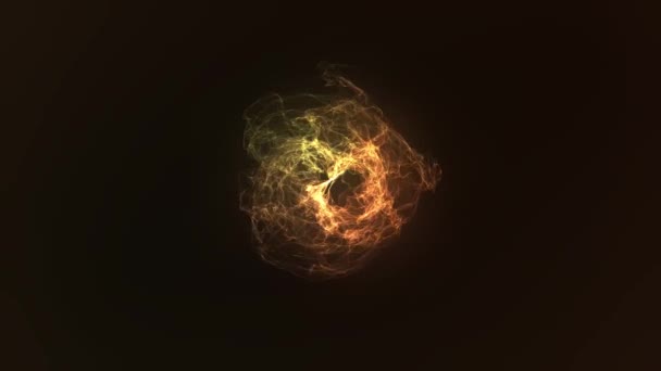 Fond abstrait de sphère ardente avec fond tourbillonnant lumineux. Une sphère rayonnante. Briller cadre rond avec lumière cercles effet de lumière — Video