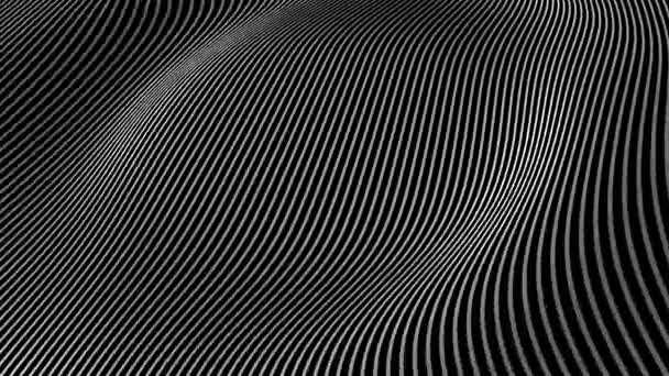 Abstrakt bakgrund med vågiga linjer. Animation krusningar på ytan från neon linjer. Animering av sömlös loop — Stockvideo