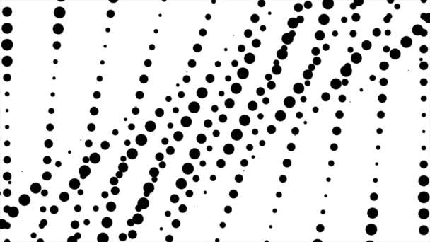 Animation of black dots or points moving on white background. MovingDynamic black and white composition. Halftone element — Stock Video