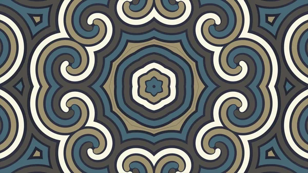 Kaleidoskope Hintergrund mit animierten leuchtenden neonfarbenen Linien und geometrischen Formen. Psychedelischer Clip, der die Bildung farbenfroher weißer, roter und blauer Formen und Linien zeigt — Stockfoto