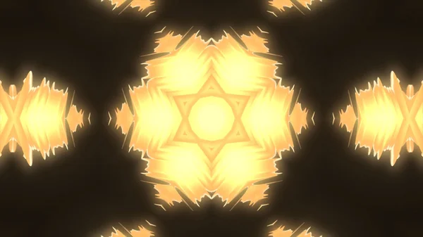 Abstract animation with hand drawn geometric kaleidoscope pattern. Abstract CGI motion graphics and animated background with gold