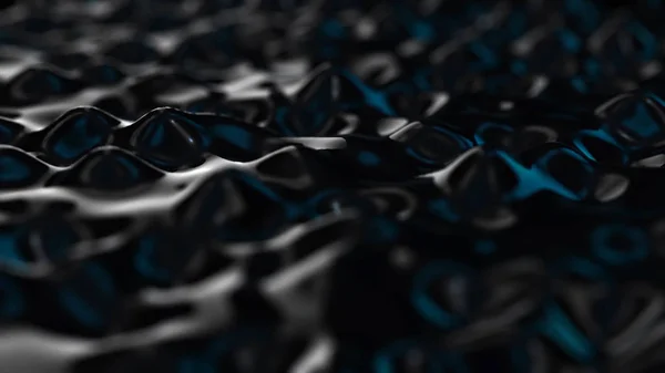 Óleo líquido preto ou superfície de ferrofluido, forma de looping abstrato, respingo líquido de óleo no fundo preto, fluxo de fiação de respingo de tinta escura. Animação de ondas e ondulações em óleo preto — Fotografia de Stock