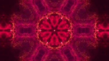 Kaleidoscopes arka plan animasyonlu parlak neon renkli çizgiler ve geometrik şekiller ile. Renkli beyaz, kırmızı ve mavi şekiller ve çizgiler oluşumu gösterilen psychedelic klip