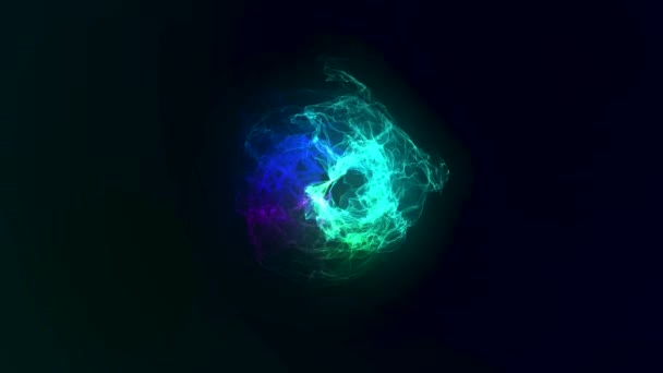 Abstrakte feurige Kugel Hintergrund mit leuchtenden wirbelnden Hintergrund. glühende Kugel. Glanz runder Rahmen mit Lichtkreisen Lichteffekt — Stockvideo