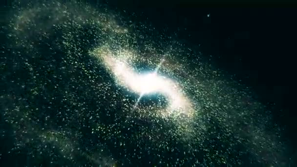 Galaxia espiral giratoria - exploración del espacio profundo. Animación de una galaxia en el espacio con estrellas y nebulosas — Vídeo de stock