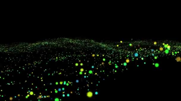 Glitzernde Teilchen funkeln und treiben dahin. abstrakter Hintergrund mit leuchtenden Bokeh-Funkeln. abstrakte goldene Bokeh-Teilchen. Animation von Punkten im Raum — Stockvideo