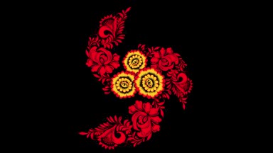 Çanak çömlek boyama Khokhloma Rusya parlak kırmızı çiçek ve meyveleri siyah arka plan üzerine. Kırmızı Khokhloma siyah bir zemin üzerine