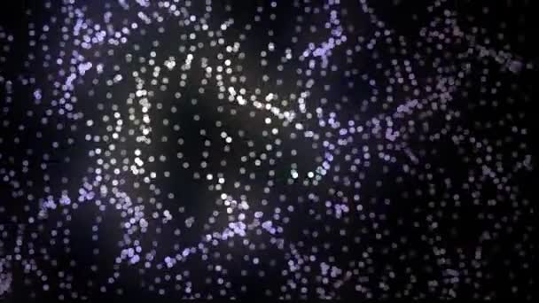 Schöne und bunte verschwommene Streuner kombiniert mit kleinen Punktteilchen, die sich durch den Weltraum bewegen. Farbige Punkte, die sich im Raum bewegen. hervorragende Animation für Ihre kreativen Projekte — Stockvideo