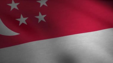 Singapur ulusal bayrak. Singapur bayrağı sallayarak. Kesintisiz döngü animasyon