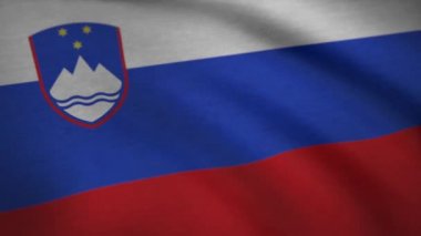 Slovenya bayrağı. Slovenya bayrağı rüzgarda sallayarak. Kesintisiz döngü animasyon