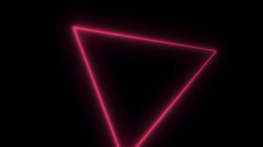 Neon üçgenler ile arka plan. 3D animasyon konsantrik basit üçgen tüneli. Sorunsuz döngü. Pembe üçgen