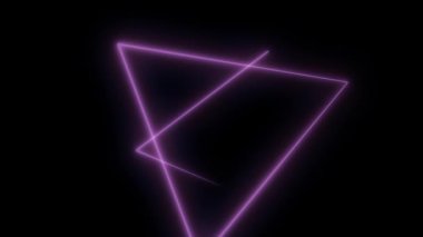 Neon üçgenler ile arka plan. 3D animasyon konsantrik basit üçgen tüneli. Sorunsuz döngü. Mor üçgenler