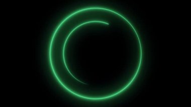Neon yüzük. Döndürme çevrelerin ışık ışınları ile animasyon ile arka plan ve kızdırma. Sorunsuz döngü animasyon. Yeşil yüzükler