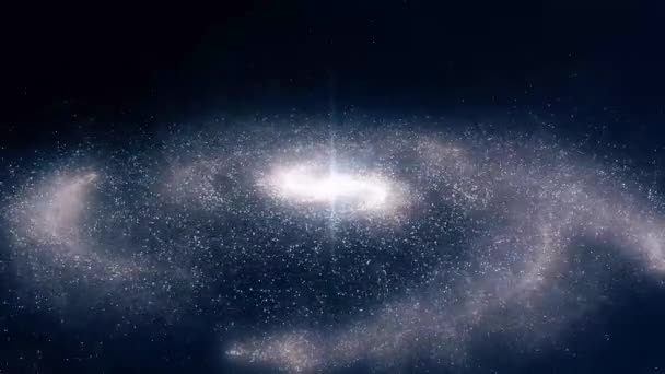 Galaxy in Deep Space. Spiraalvormig sterrenstelsel, animatie van de Melkweg. Vliegen door de velden van de sterren en nevels in de ruimte, waaruit een draaiende spiraalvormig sterrenstelsel — Stockvideo