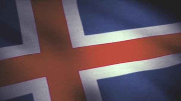 Islandfahne. Hintergrund nahtlose Looping-Animation. Animation der isländischen Flagge, die im Wind weht — Stockvideo