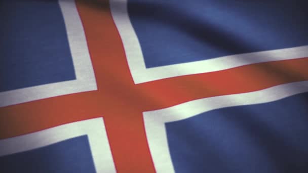 Bendera Islandia. Background Seamless Looping Animation. Animasi bendera Negara Islandia melambai dalam hembusan angin — Stok Video