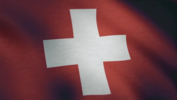 Schweiz flagga. Schweiz flagga vajade i vinden. Schweiz flagga i loop läge — Stockvideo