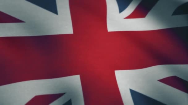 Bandiera britannica. Bandiera nazionale testurizzata del Regno Unito di Gran Bretagna. Animazione loop senza soluzione di continuità — Video Stock