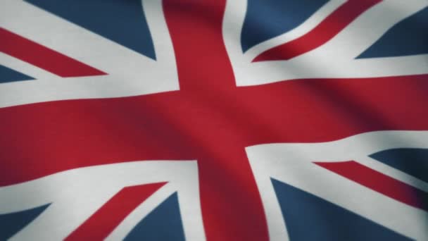 Bandeira britânica do Reino Unido. Bandeira texturizada nacional do Reino Unido da Grã-Bretanha. Animação em loop sem costura — Vídeo de Stock